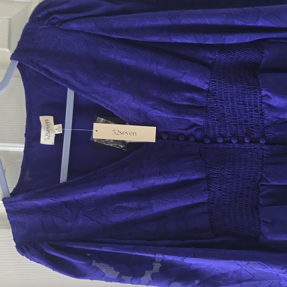 52SEVEN BRAND WOMEN'S PURPLE TOP WITH SMOCKING SIZE SMALL - Picture 2 of 14